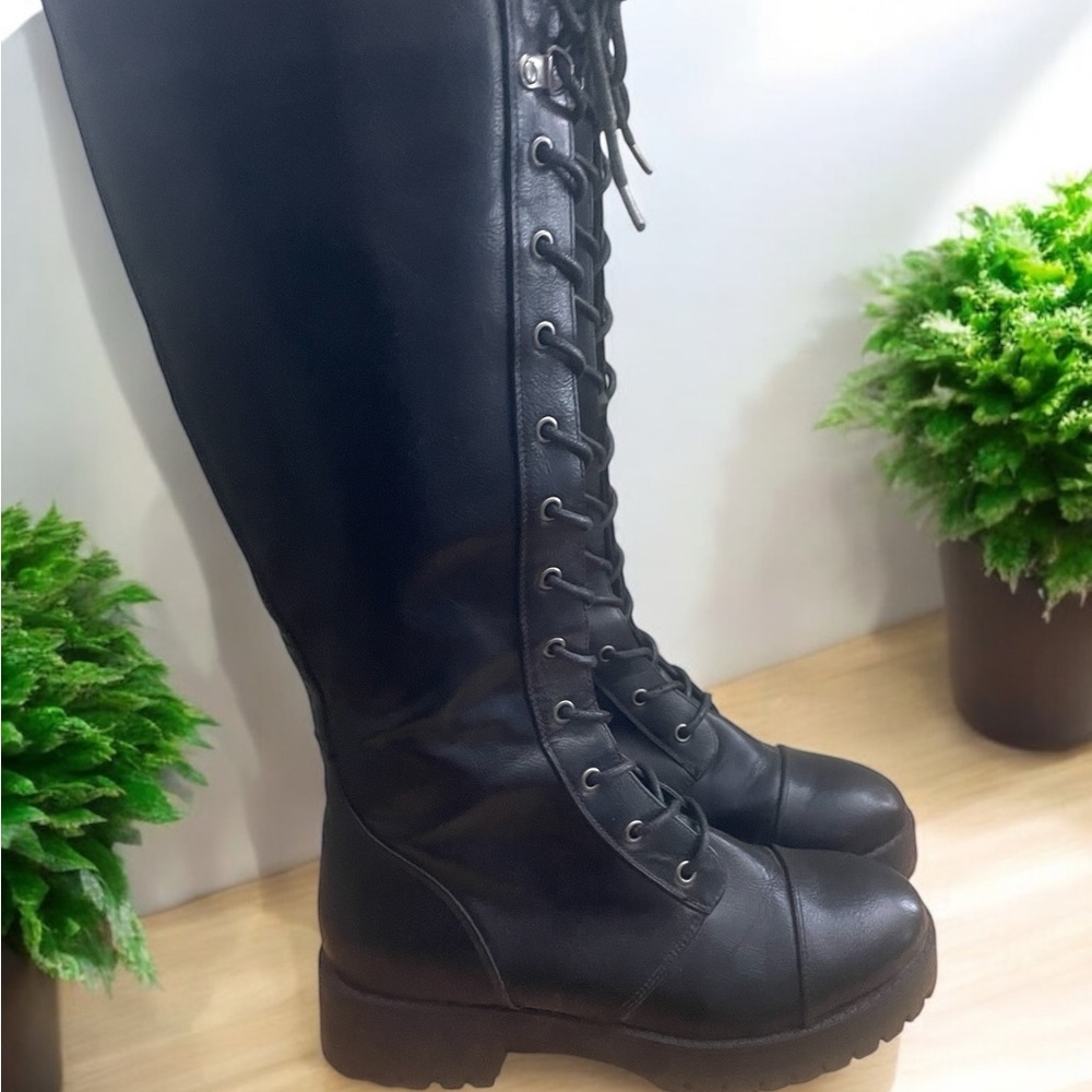 Dirty Laundry Black Lace Up Combat Boots with Metal Eyelets